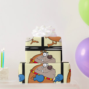 Funny Cartoon Bulldog Boxer Dog Geschenkpapier