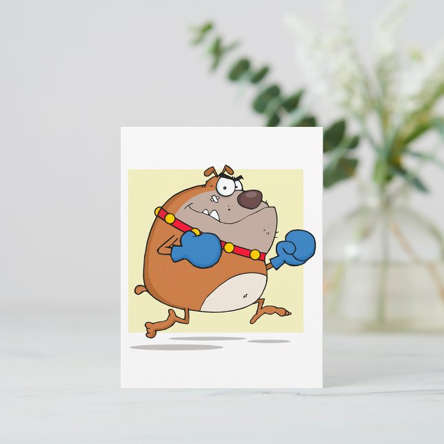 Funny Cartoon Bulldog Boxer Dog Mitteilungskarte (Von Creator hochgeladen)