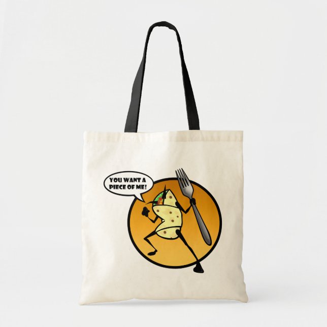 FUNNY CARTOON BURRITO GRAFIK TOTE BAG TRAGETASCHE (Vorne)