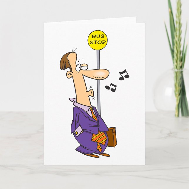 Funny Cartoon BusinessMann an Bushaltestelle Karte (Von Creator hochgeladen)