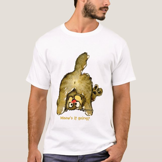 Funny Cartoon Cat (2 Seiten)Wie geht es? T-Shirt (Vorderseite)