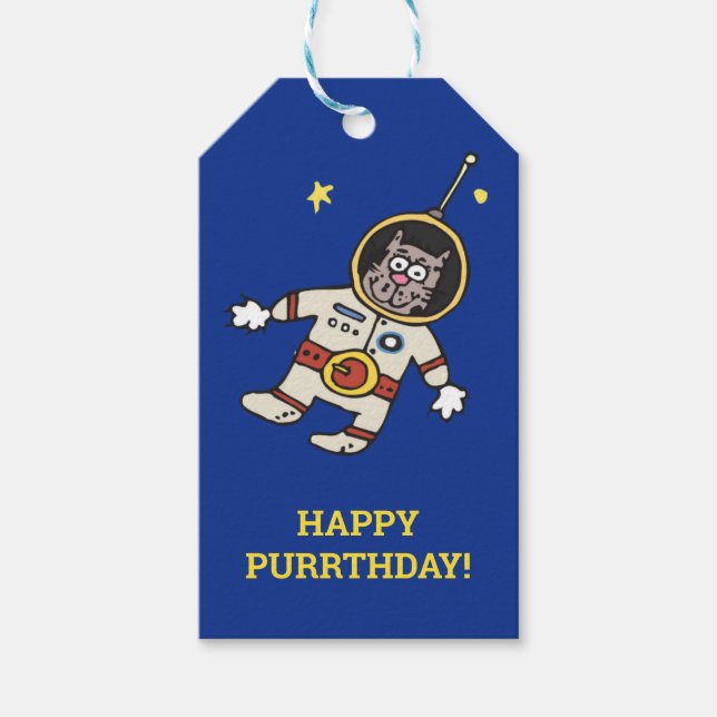 Funny Cartoon Cat Astronaut Geschenkanhänger (Vorderseite)