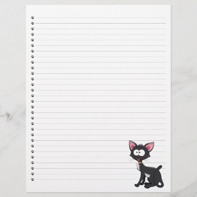 Funny Cartoon Cat Lined Pet Letterhead (Vorderseite)