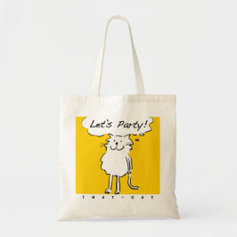 Funny Cartoon Cat Will, ein Party zu haben Tragetasche