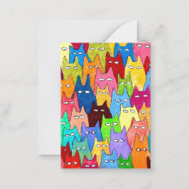 Funny Cartoon Cats Color Pencil Drawing Mitteilungskarte