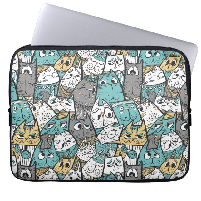 Funny Cartoon Cats Laptopschutzhülle (Vorderseite)