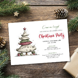 Funny cartoon Christmas tree playful party invite Einladung