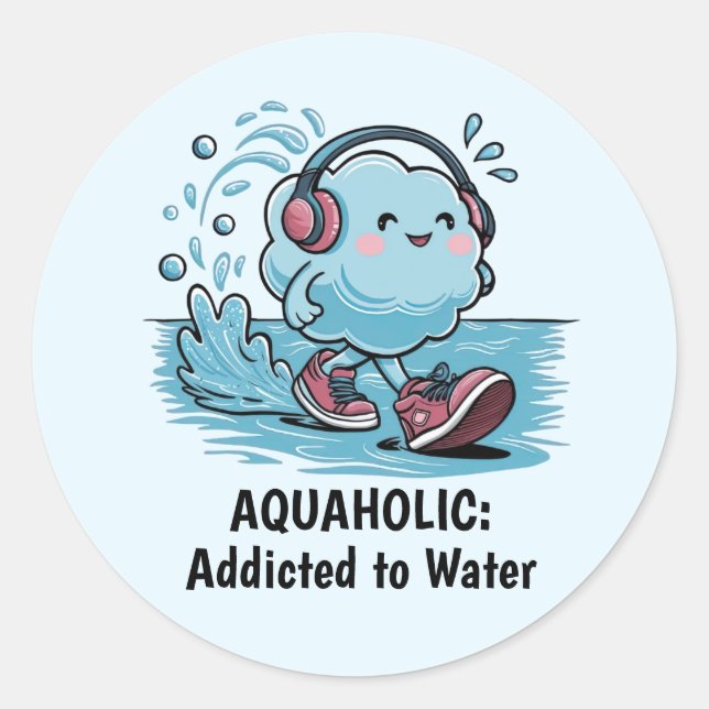 Funny Cartoon Cloud Round Stickers (Vorderseite)