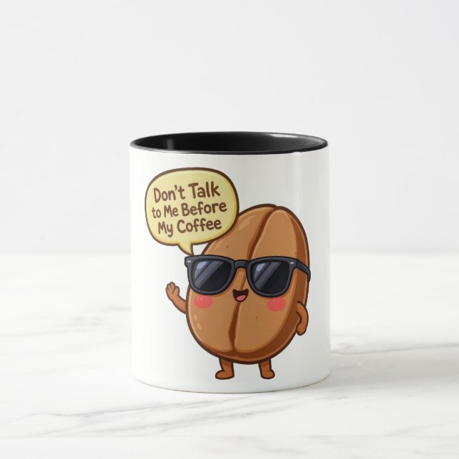 Funny Cartoon Coffee Bean "Don't Talk to Me" Mug Tasse (Zentrum)