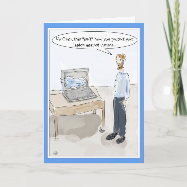Funny Cartoon Computerviruskarte für Männer Karte (Vorderseite)