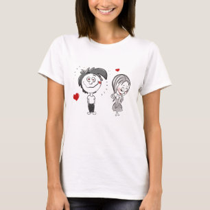 Funny Cartoon Couple, Boy and Girl T - Shirt