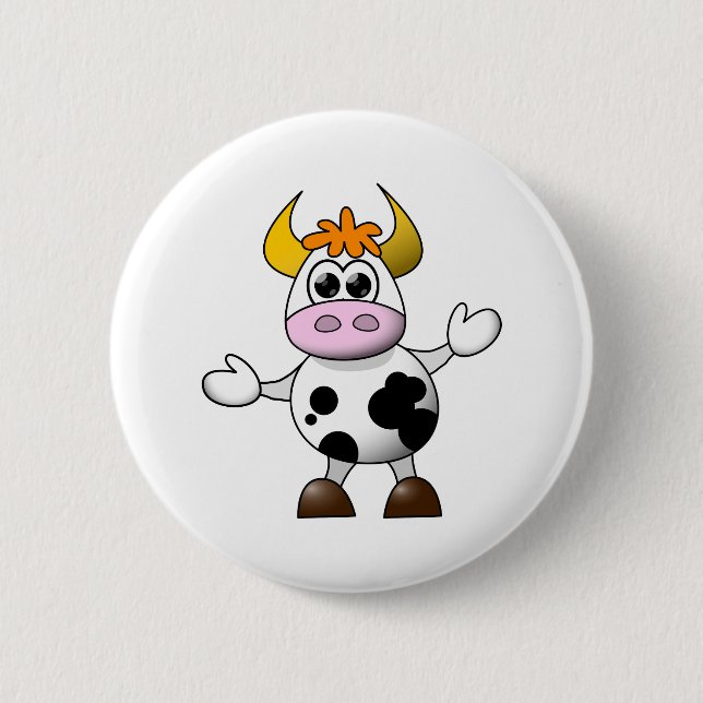 Funny Cartoon Cow Button (Vorderseite)