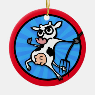 FUNNY CARTOON COW CHRISTMAS KERAMIK ORNANATION KERAMIKORNAMENT