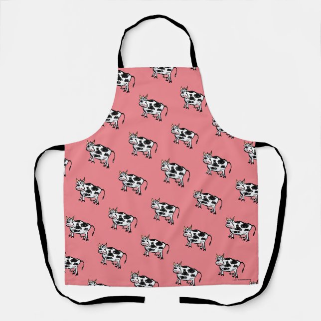 Funny Cartoon Cow Pattern - Rosa Schürze (Vorderseite)