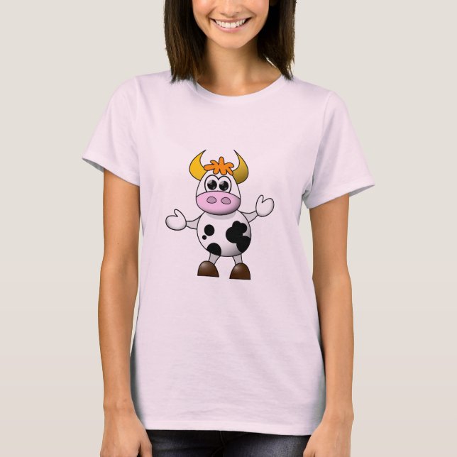 Funny Cartoon Cow T-Shirt (Vorderseite)