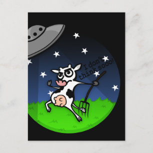 FUNNY CARTOON COW UFO ABDUCTION POSTCARD POSTKARTE