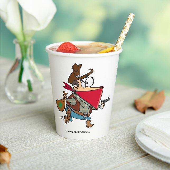 Funny Cartoon Cowboy Bandit Robber Pappbecher (Von Creator hochgeladen)