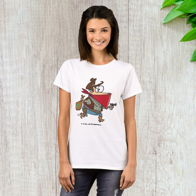 Funny Cartoon Cowboy Bandit Robber T-Shirt (Von Creator hochgeladen)