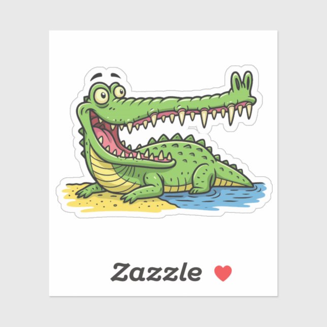 Funny Cartoon Crocodile mit großem Lächeln Aufkleber (Blatt)