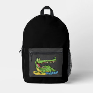 Funny Cartoon Crocodile mit großem Lächeln Bedruckter Rucksack
