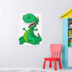 Funny Cartoon Dinosaur Roaring T-Rex Poster