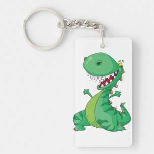 Funny Cartoon Dinosaur Roaring T-Rex Schlüsselanhänger