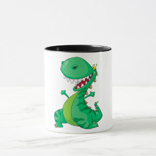 Funny Cartoon Dinosaur Roaring T-Rex Tasse