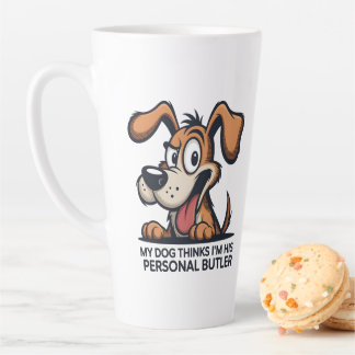 Funny Cartoon Dog Butler Quote Milchtasse