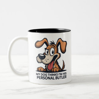 Funny Cartoon Dog Butler Quote Zweifarbige Tasse