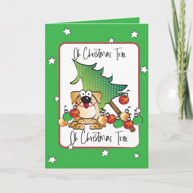 Funny Cartoon Dog Lover Pet Weihnachtskarte Karte (Vorderseite)