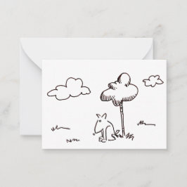 Funny Cartoon Dog Under Tree Drawing Mitteilungskarte