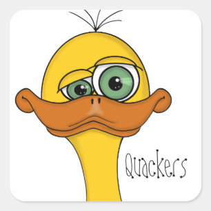 Funny Cartoon Duck Quadratischer Aufkleber