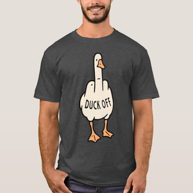 Funny Cartoon Duck T - Shirt mit "DUCK OFF" (Vorderseite)