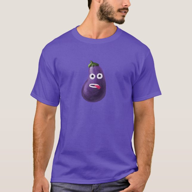 Funny Cartoon Eggplant Dark T-Shirt (Vorderseite)