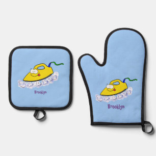 Funny Cartoon Eisen Wäsche Illustration Ofenhandschuh & Topflappen-Set