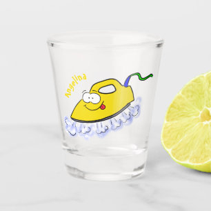 Funny Cartoon Eisen Wäsche Illustration Schnapsglas