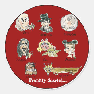 Funny Cartoon Frankie Scarlet Stickers / Siegel