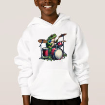 Funny Cartoon Frog spielt Trommeln