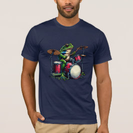 Funny Cartoon Frog spielt Trommeln T-Shirt
