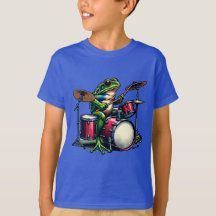Funny Cartoon Frog spielt Trommeln
