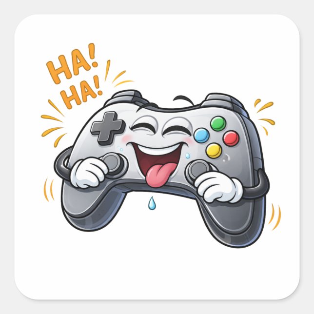 Funny Cartoon Game Controller Laughing Sticker (Devant)