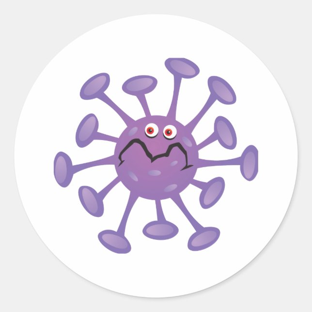 Funny Cartoon Germ Bacteria Runder Aufkleber (Vorderseite)