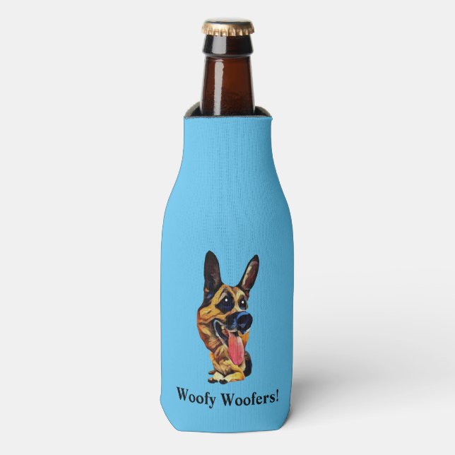 Funny Cartoon German Shepherde Bottle Cooler Flaschenkühler (Flaschenvorderseite)