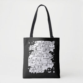 Funny Cartoon Gesichter l Schwarz-Weiß Tasche