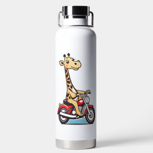 Funny Cartoon Giraffe Reiten auf dem Motorrad, Trinkflasche