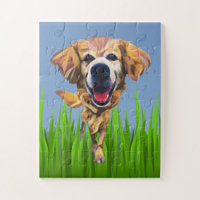 Funny Cartoon Golden Retriever Puzzle für Kinder (Vertikal)