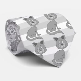 Funny Cartoon Gray Cat. Krawatte