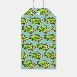 Funny Cartoon Green Fish Drawing Geschenkanhänger