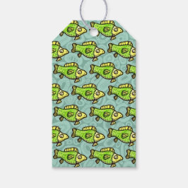 Funny Cartoon Green Fish Drawing Geschenkanhänger