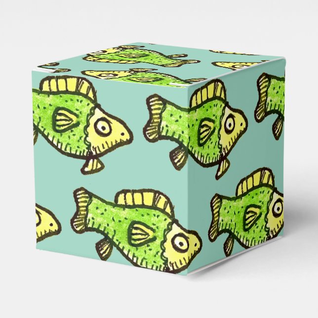 Funny Cartoon Green Fish Drawing Geschenkschachtel (Vorderseite)